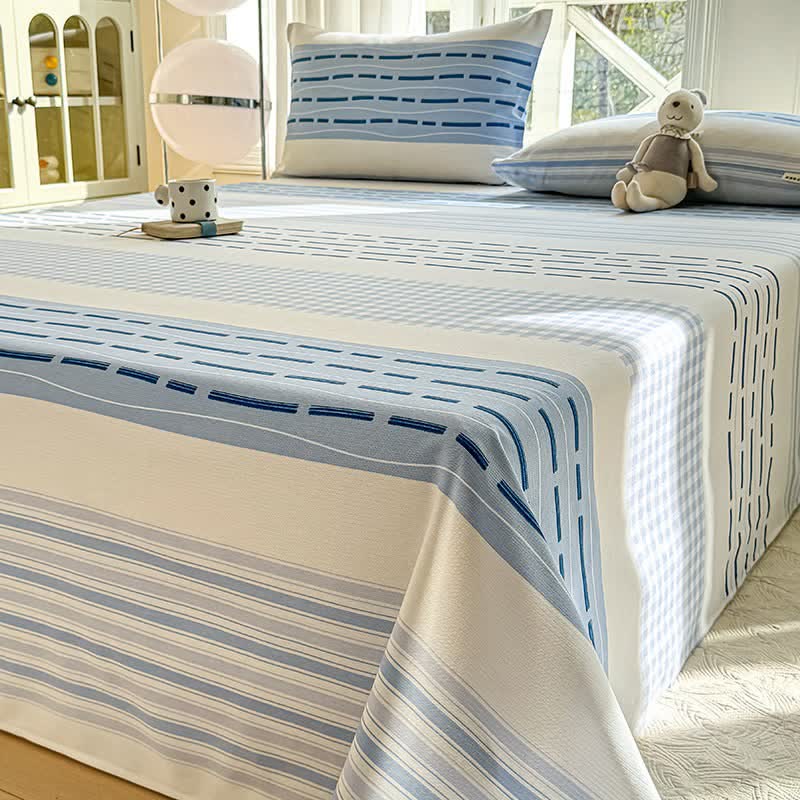 Ownkoti Blue Mixed Stripe & Gingham Cotton Bedspread - image 3