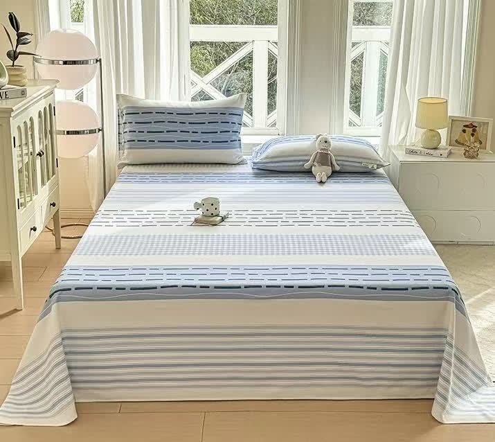 Ownkoti Blue Mixed Stripe & Gingham Cotton Bedspread - image 2