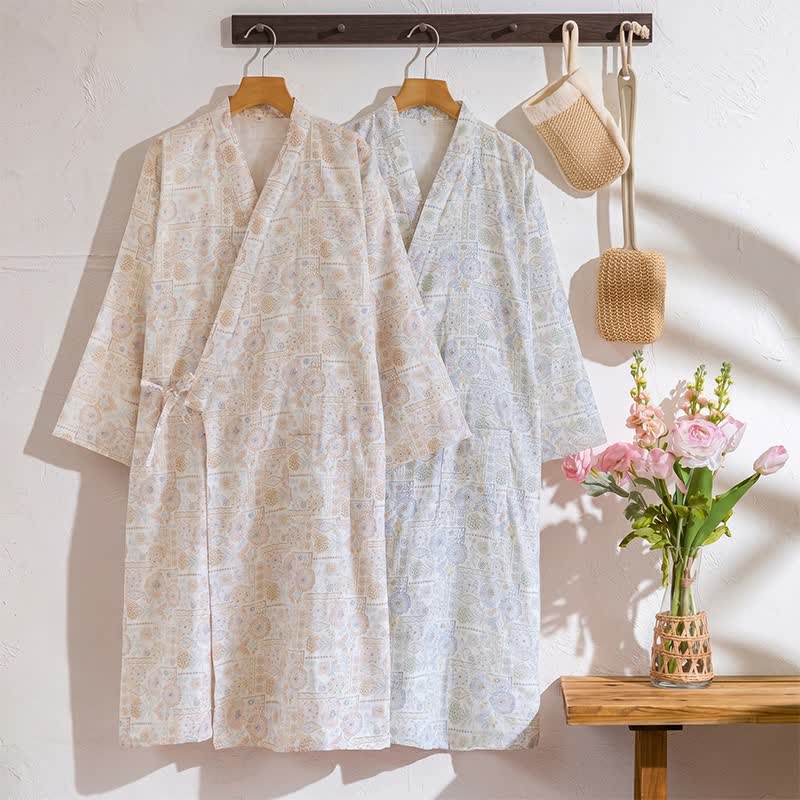 Ownkoti Ethnic Vintage Floral Cotton Kimono Robe - image 0