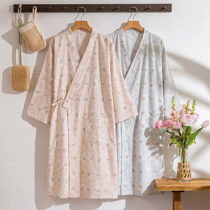Ownkoti Framed Rose & Bow Cotton Kimono Robe - image 0