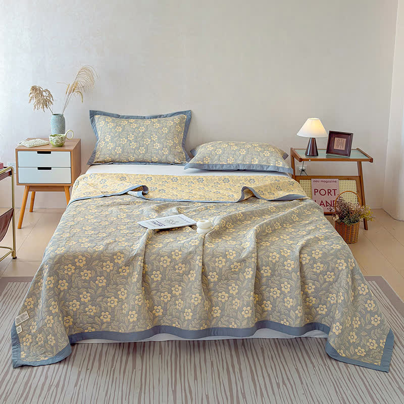 Ownkoti 3-Layer Muslin Cotton Floral Blanket Quilt - image 3