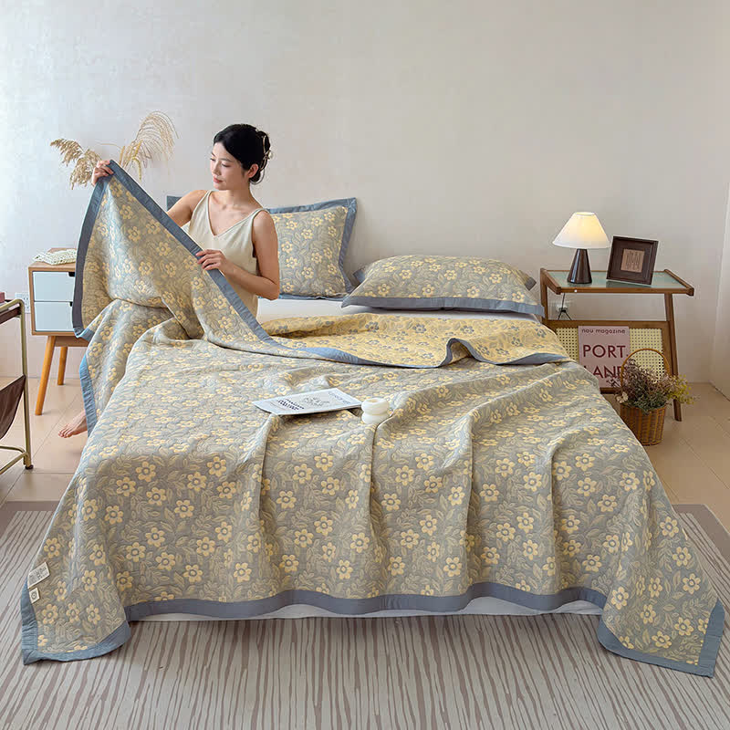 Ownkoti 3-Layer Muslin Cotton Floral Blanket Quilt - image 2