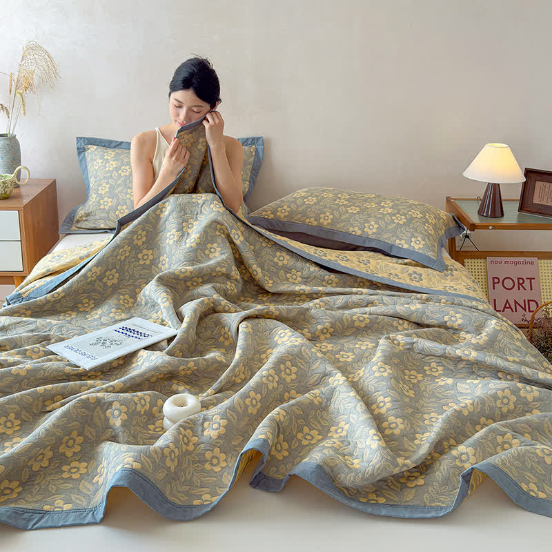 Ownkoti 3-Layer Muslin Cotton Floral Blanket Quilt - image 5