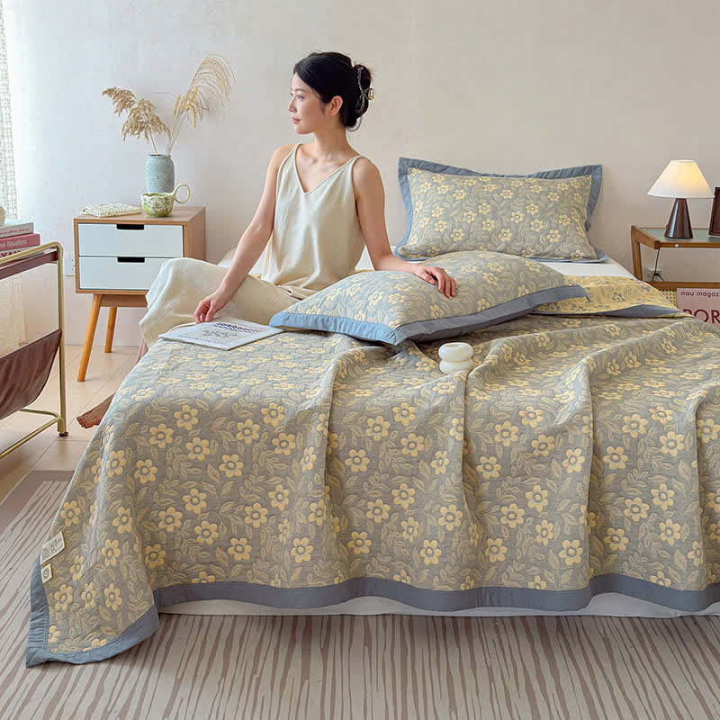 Ownkoti 3-Layer Muslin Cotton Floral Blanket Quilt - image 1