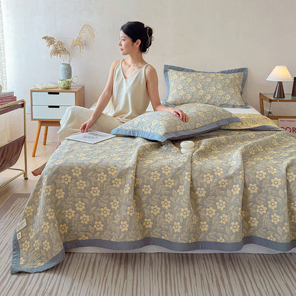 Ownkoti 3-Layer Muslin Cotton Floral Blanket Quilt - image 1