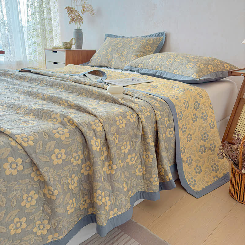 Ownkoti 3-Layer Muslin Cotton Floral Blanket Quilt - image 7