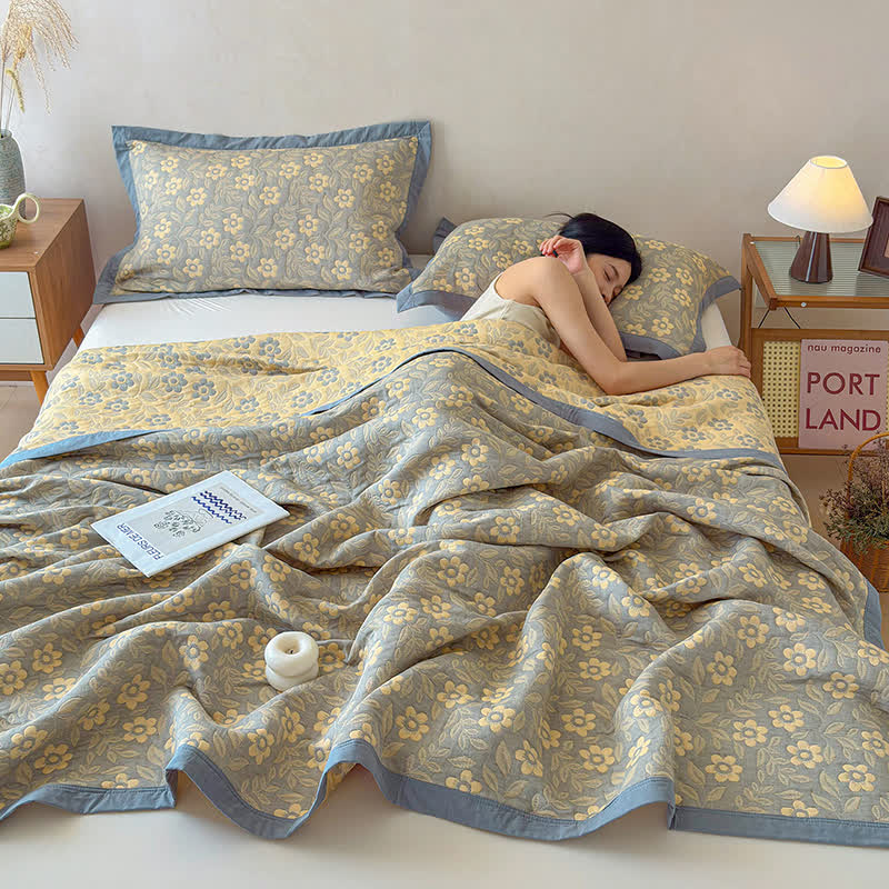 Ownkoti 3-Layer Muslin Cotton Floral Blanket Quilt - image 6