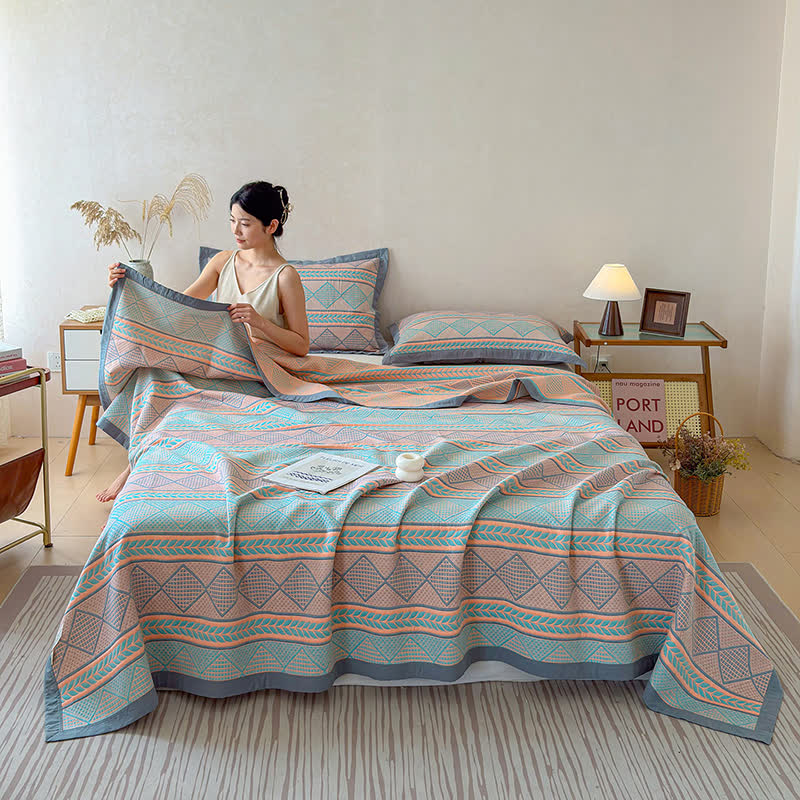 Ownkoti Geometric Wheat 3-Layer Muslin Cotton Quilt - image 2