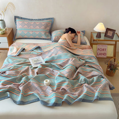 Ownkoti Geometric Wheat 3-Layer Muslin Cotton Quilt - image 4