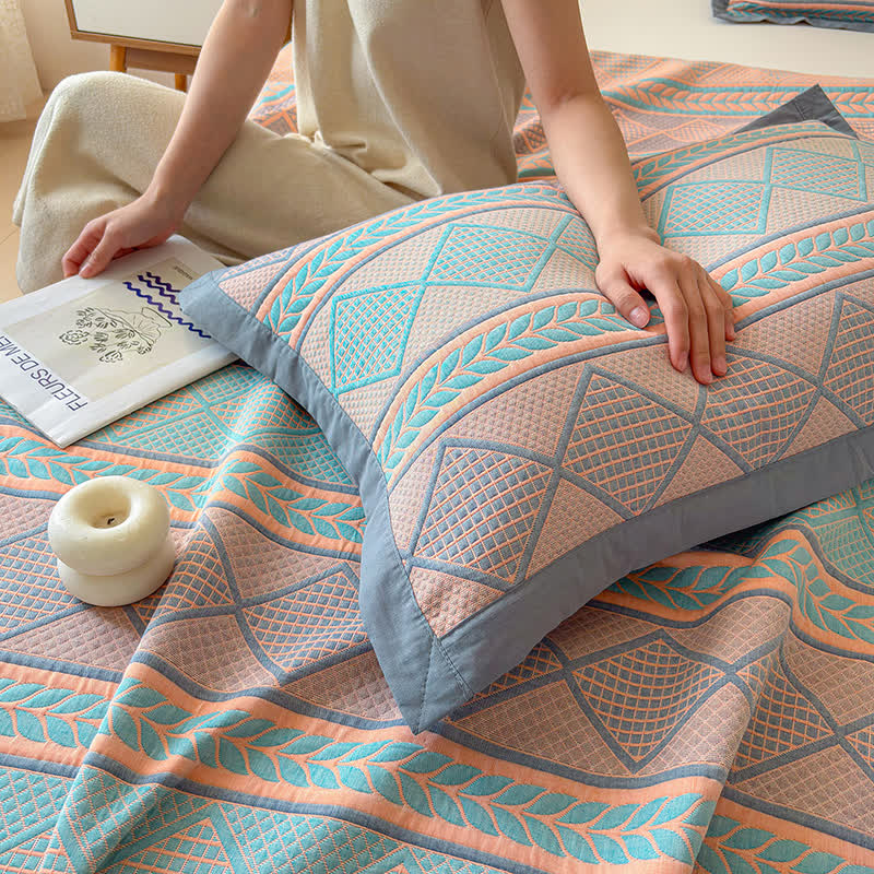 Ownkoti Geometric Wheat 3-Layer Muslin Cotton Quilt - image 9