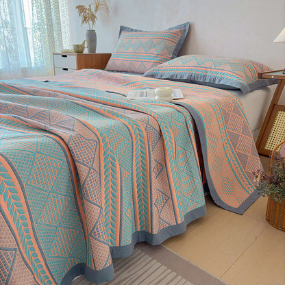Ownkoti Geometric Wheat 3-Layer Muslin Cotton Quilt - image 6