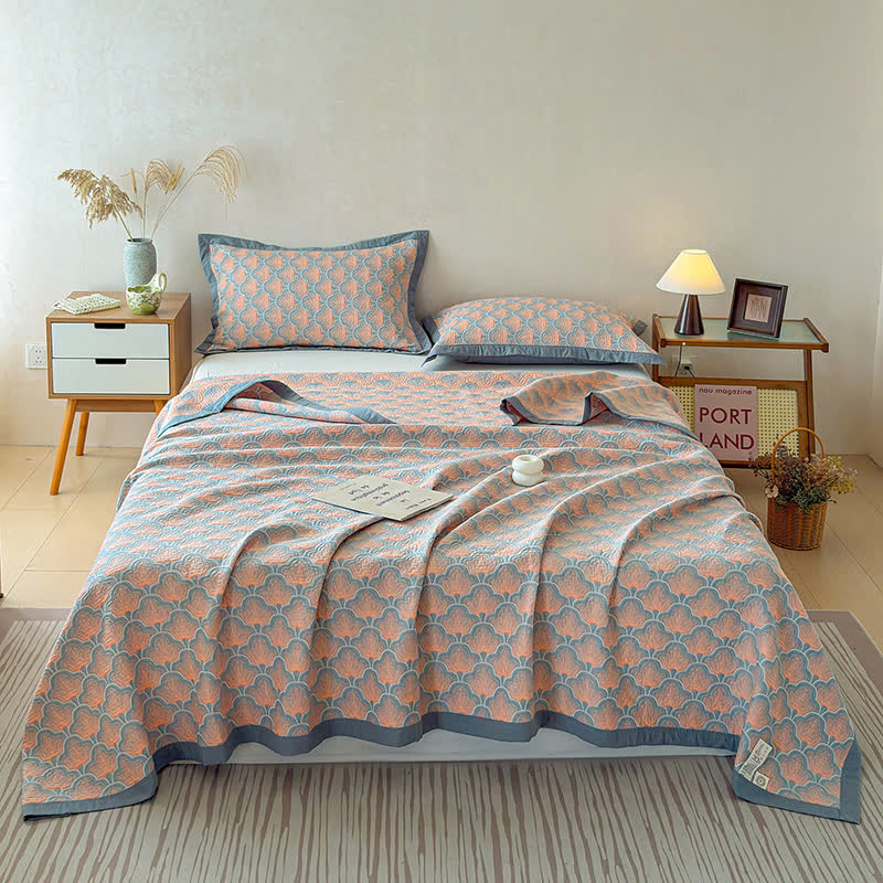 Ownkoti Jacquard Sea Shell 3-Layer Muslin Cotton Quilt - image 3