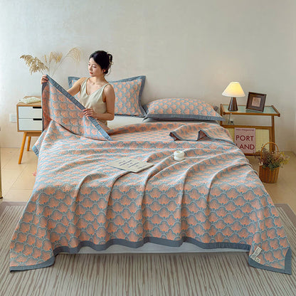 Ownkoti Jacquard Sea Shell 3-Layer Muslin Cotton Quilt - image 1