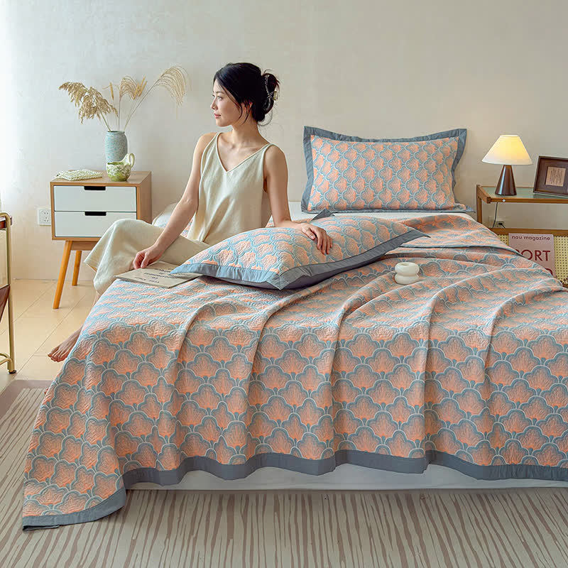 Ownkoti Jacquard Sea Shell 3-Layer Muslin Cotton Quilt - image 2