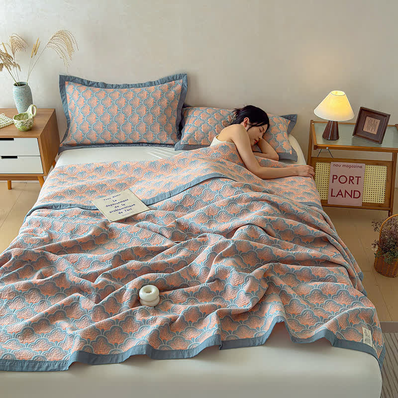 Ownkoti Jacquard Sea Shell 3-Layer Muslin Cotton Quilt - image 6