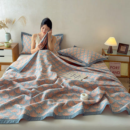 Ownkoti Jacquard Sea Shell 3-Layer Muslin Cotton Quilt - image 5