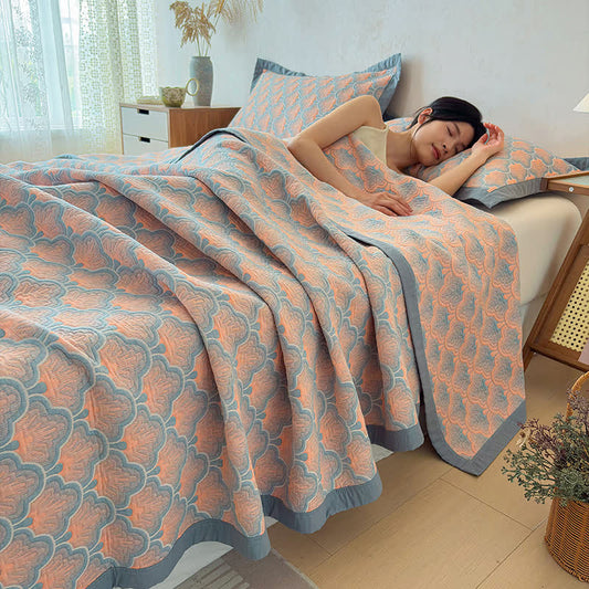 Ownkoti Jacquard Sea Shell 3-Layer Muslin Cotton Quilt - 2PCS Pillowcases - 19" x 29" - image 0