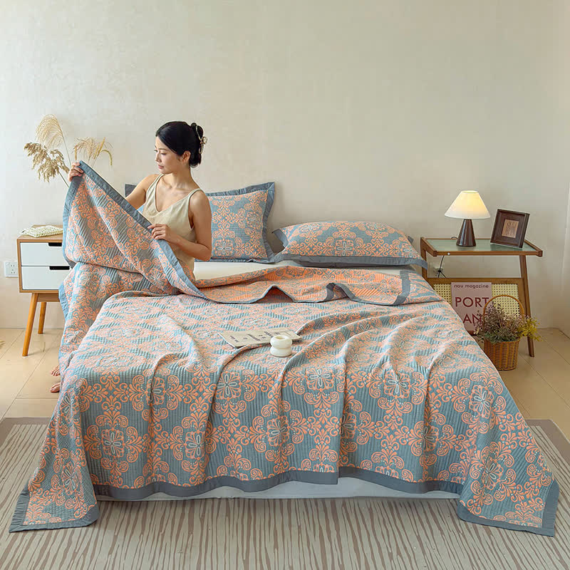Ownkoti Vintage 3-Layer Muslin Cotton Bedspread Quilt - image 1