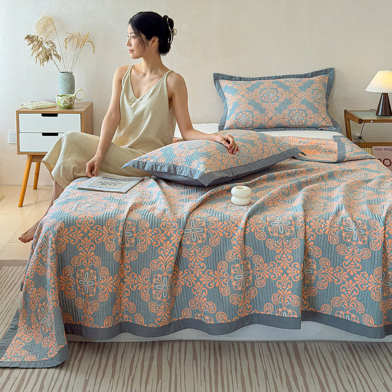 Ownkoti Vintage 3-Layer Muslin Cotton Bedspread Quilt - image 3
