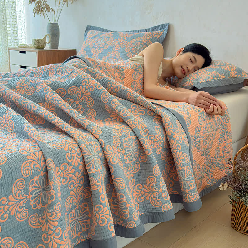 Ownkoti Vintage 3-Layer Muslin Cotton Bedspread Quilt - 2PCS Pillowcases - 19" x 29" - image 0