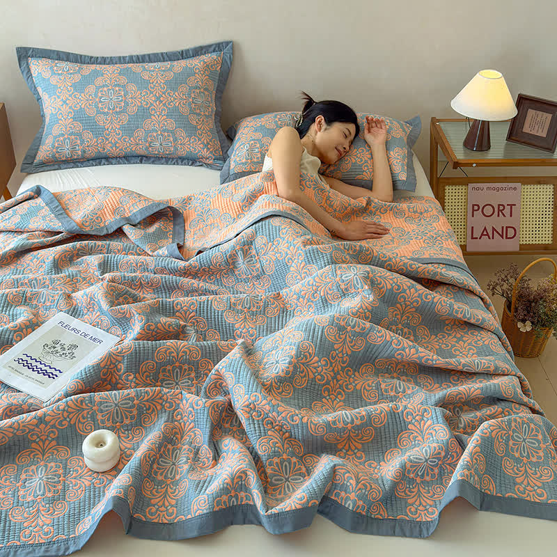 Ownkoti Vintage 3-Layer Muslin Cotton Bedspread Quilt - image 7