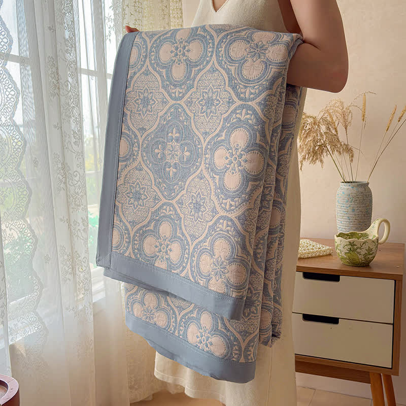Ownkoti Milanese Medallion Tile Cotton Gauze Bedspread Quilt - image 10