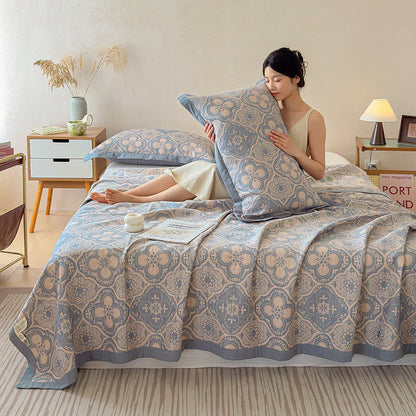 Ownkoti Milanese Medallion Tile Cotton Gauze Bedspread Quilt - image 2