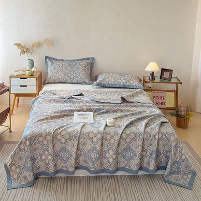 Ownkoti Milanese Medallion Tile Cotton Gauze Bedspread Quilt - image 4