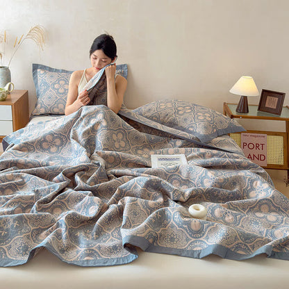 Ownkoti Milanese Medallion Tile Cotton Gauze Bedspread Quilt - image 6