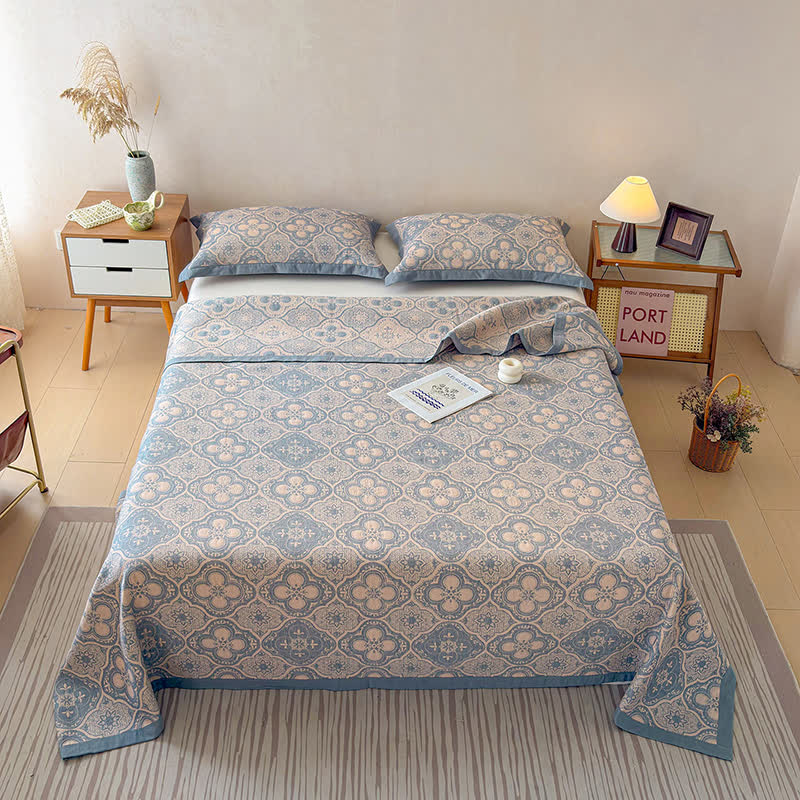 Ownkoti Milanese Medallion Tile Cotton Gauze Bedspread Quilt - image 8