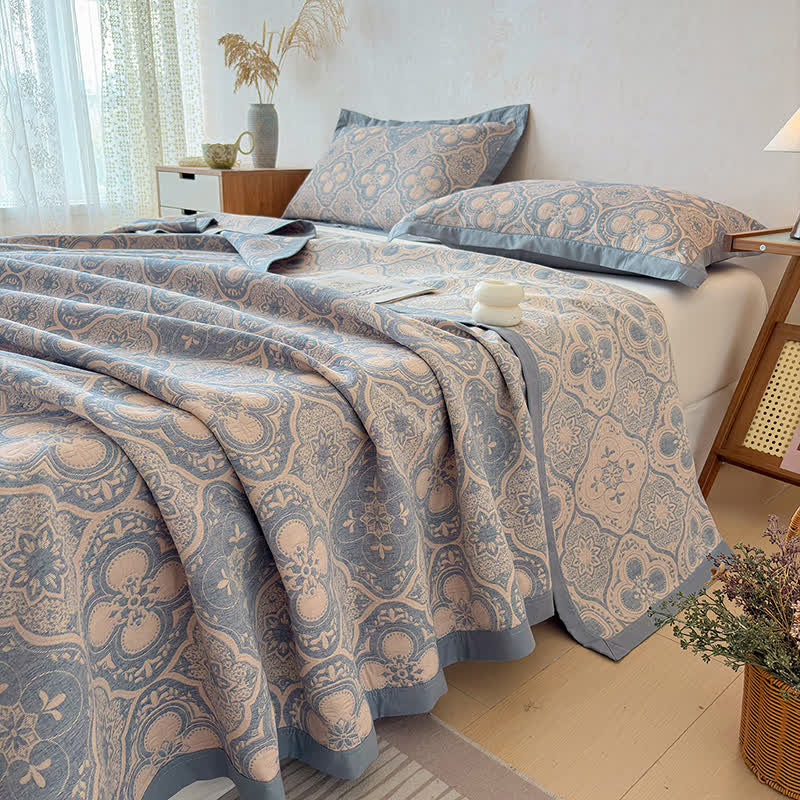 Ownkoti Milanese Medallion Tile Cotton Gauze Bedspread Quilt - image 5