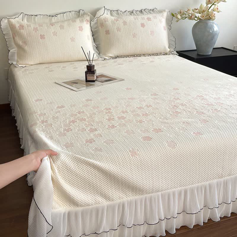 Ownkoti Ruffled Floral Jacquard Bedspread Set - image 5