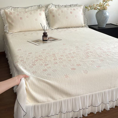 Ownkoti Ruffled Floral Jacquard Bedspread Set - image 5