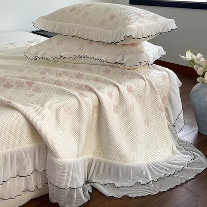 Ownkoti Ruffled Floral Jacquard Bedspread Set - image 6