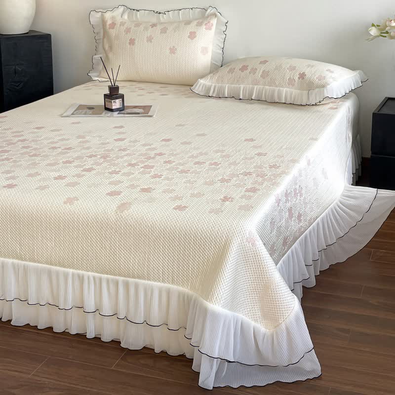 Ownkoti Ruffled Floral Jacquard Bedspread Set - image 2