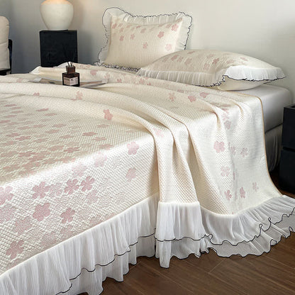 Ownkoti Ruffled Floral Jacquard Bedspread Set - image 1