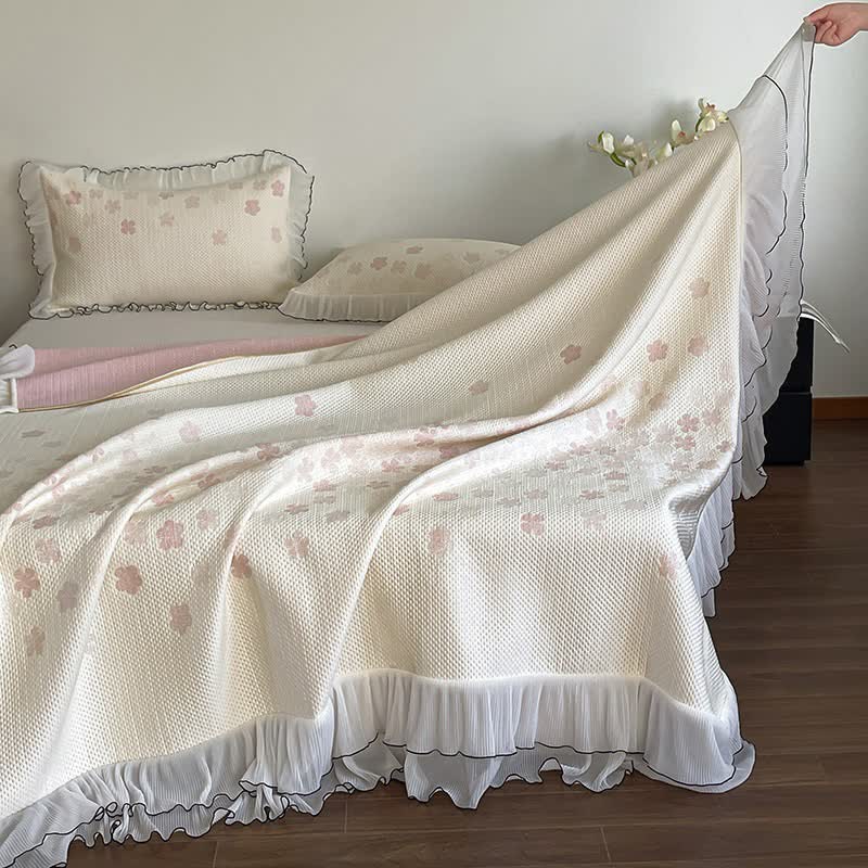 Ownkoti Ruffled Floral Jacquard Bedspread Set - image 4