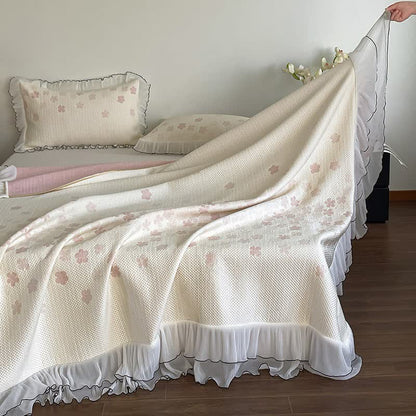 Ownkoti Ruffled Floral Jacquard Bedspread Set - image 4