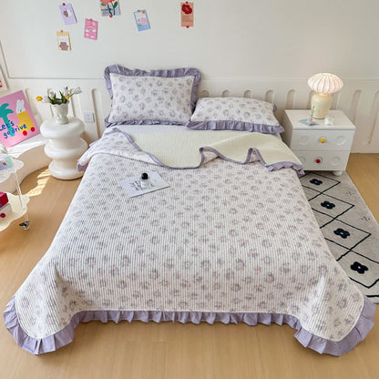 Ownkoti Violet Ruffle Floral Cotton Coverlet - image 1