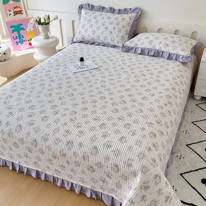 Ownkoti Violet Ruffle Floral Cotton Coverlet - image 2