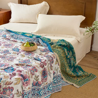 Ownkoti Vintage Bohemian Floral Cotton Quilt Blanket - image 5