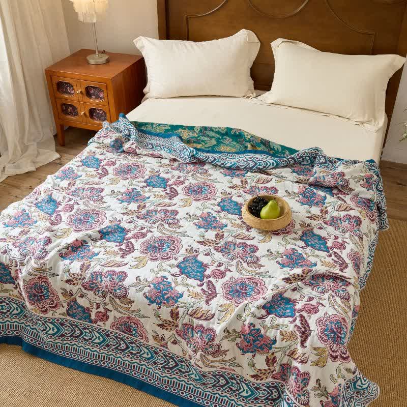 Ownkoti Vintage Bohemian Floral Cotton Quilt Blanket - image 4