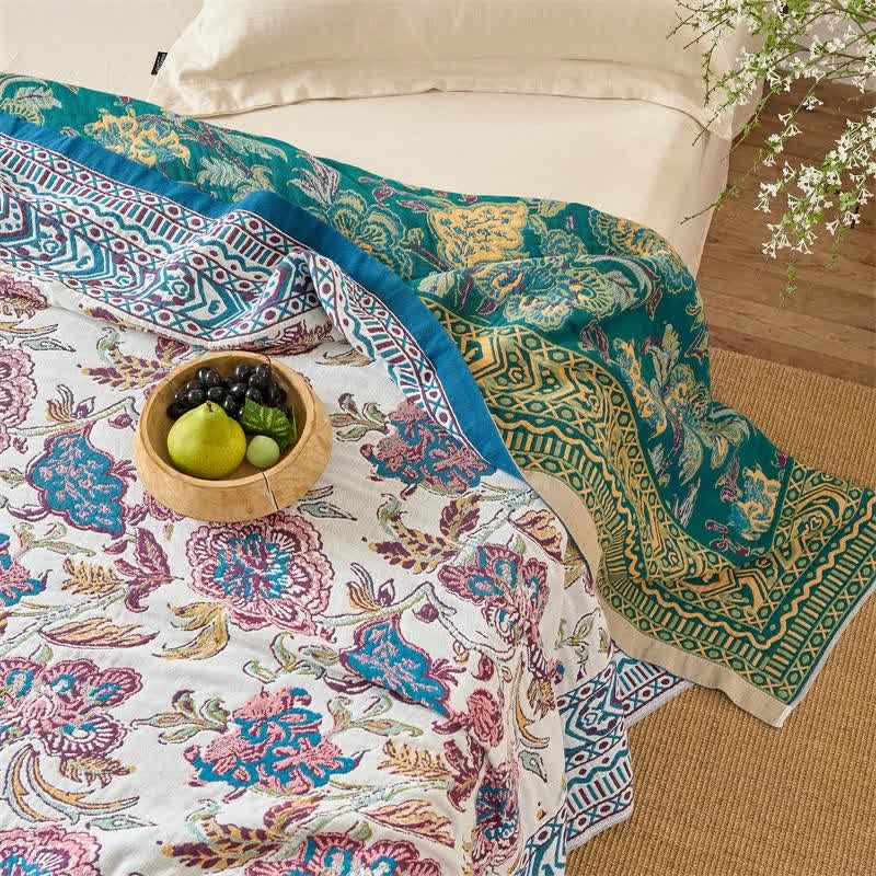 Ownkoti Vintage Bohemian Floral Cotton Quilt Blanket - image 8