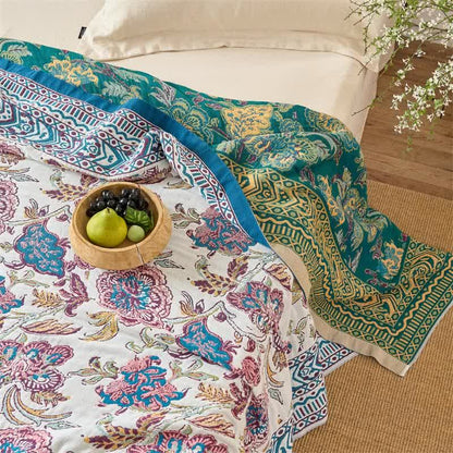 Ownkoti Vintage Bohemian Floral Cotton Quilt Blanket - image 8