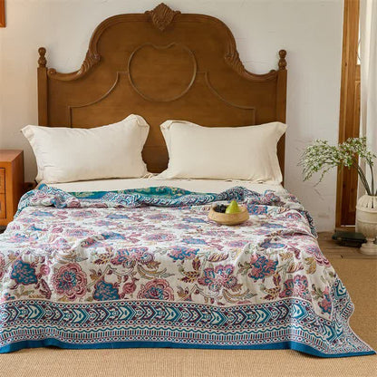 Ownkoti Vintage Bohemian Floral Cotton Quilt Blanket - image 3