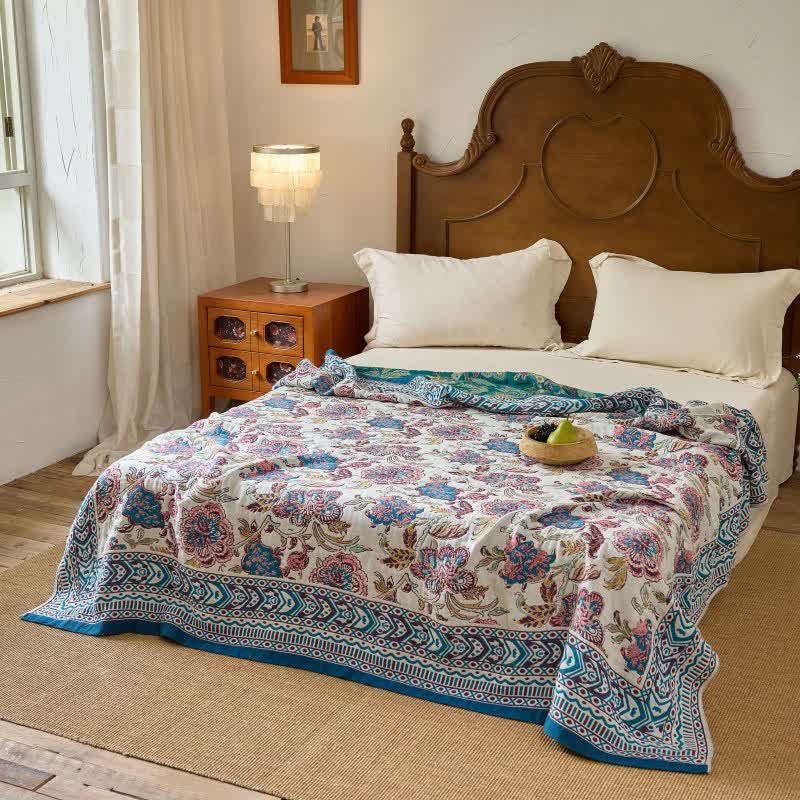 Ownkoti Vintage Bohemian Floral Cotton Quilt Blanket - image 1
