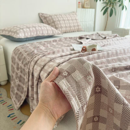 Ownkoti Flower & Plaid Jacquard Cotton Quilt - image 4