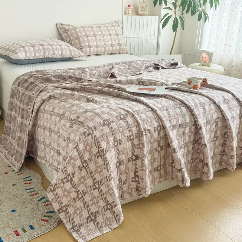 Ownkoti Flower & Plaid Jacquard Cotton Quilt - image 2