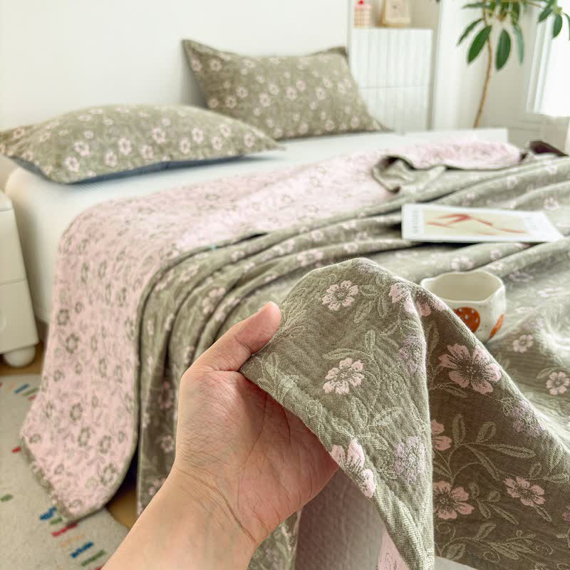 Ownkoti Reversible Rustic Flower Jacquard Cotton Quilt - image 4