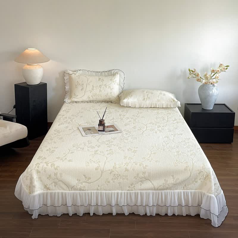 Ownkoti Ruffled Floral & Branch Bedspread Set - image 2